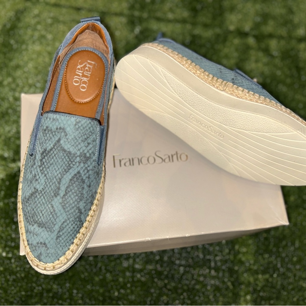 Franco Sarto Blue Snakeskin Espadrilles